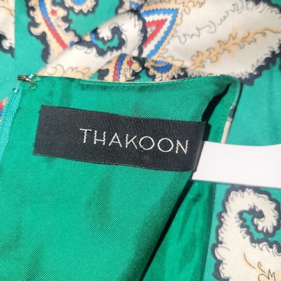 NWOT Thakoon Tiger Lily Mikado Cotton Silk Peplum Sleeveless Top Green Paisley 4 - Picture 10 of 12